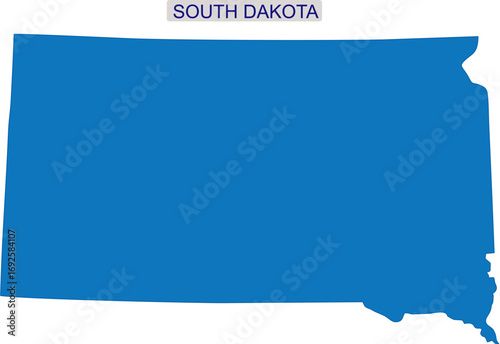 Solid map of South Dakota an United States of America or or America State