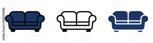 Modern black couch silhouette design on white background for home interior decorations