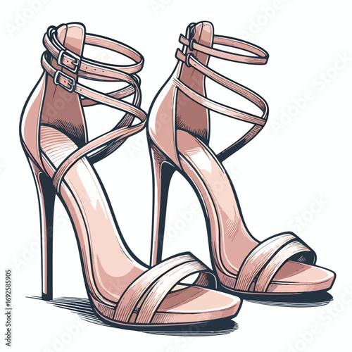  Vector image of beautiful high heels