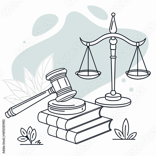 Legal Justice Symbolism Gavel, Scales of Justice, and Books - A Visual Representation of Law and Order