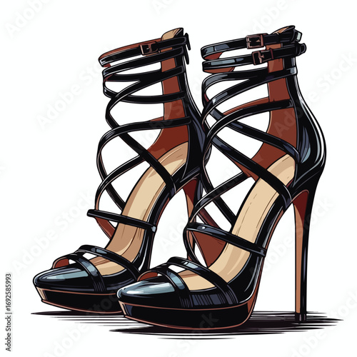  Vector image of beautiful high heels