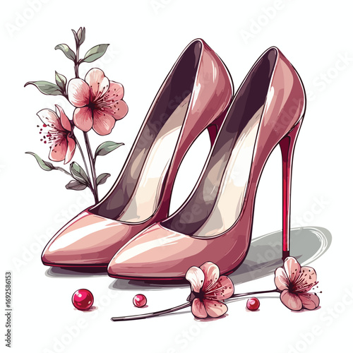  Vector image of beautiful high heels