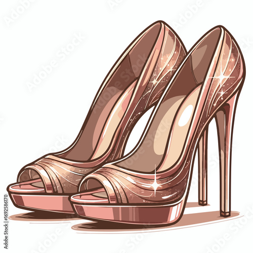  Vector image of beautiful high heels