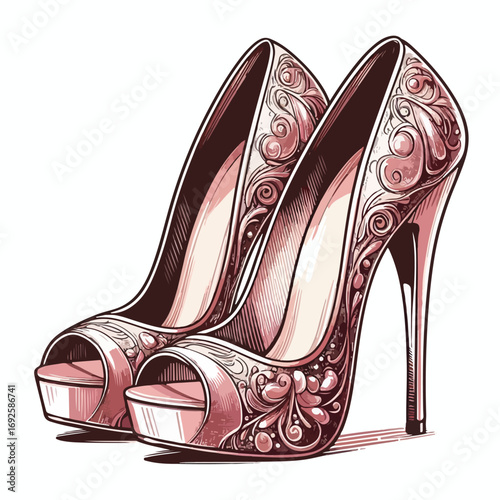  Vector image of beautiful high heels