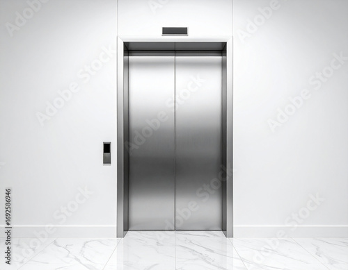 Elevator door mock up isolated on white background, copy space