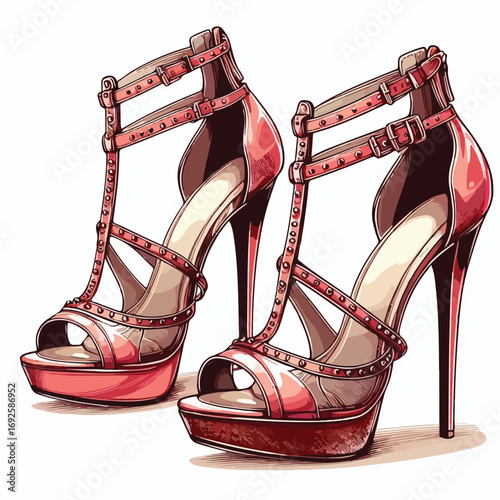  Vector image of beautiful high heels