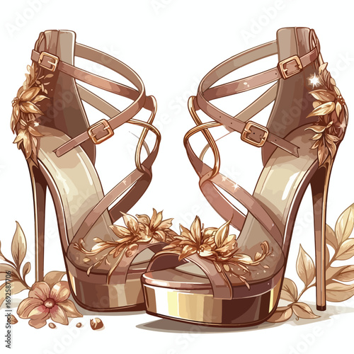  Vector image of beautiful high heels