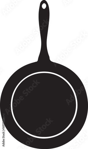 Frying Pan Silhouette Vector — Cookware Icon, Kitchen Utensil Clipart