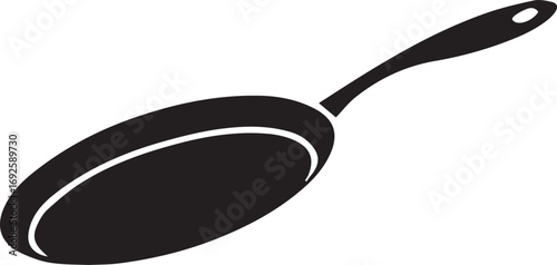 Frying Pan Silhouette Vector — Cookware Icon, Kitchen Utensil Clipart
