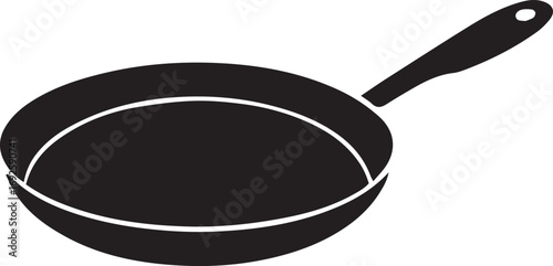 Frying Pan Silhouette Vector — Cookware Icon, Kitchen Utensil Clipart