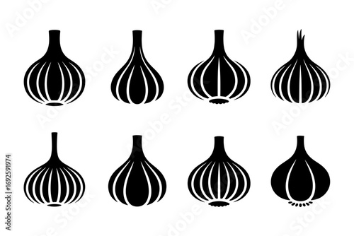 silhouette of garlic bulbs vegetable food