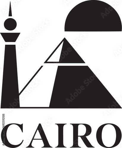 Cairo Landmark Silhouette Vector Illustration Depicting Iconic Egyptian Architecture and Cityscape