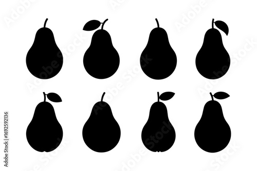 silhouette of pear fruit with leaves