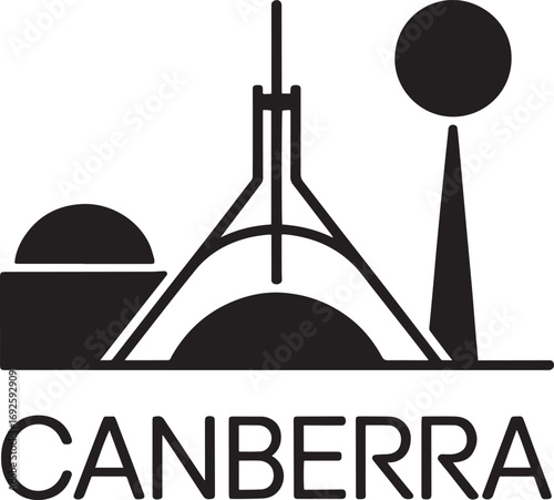 Canberra Landmark Silhouette Vector Illustration Showcasing Australian Architecture and Cityscape