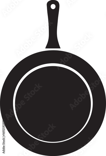 Frying Pan Silhouette Vector — Cookware Icon, Kitchen Utensil Clipart