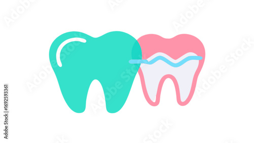 Dental care teeth cleaning flossing oral hygiene healthy gums dentist tooth decay prevention illustration