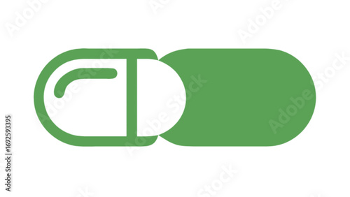 Green capsule pill vector image for medical health and pharmaceutical industry design and healthcare illustration