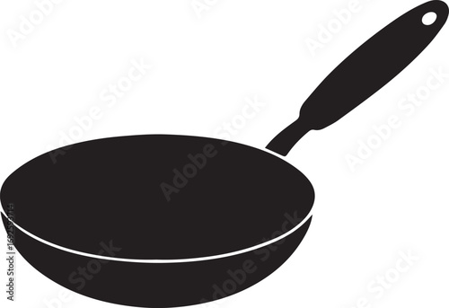 Frying Pan Silhouette Vector — Cookware Icon, Kitchen Utensil Clipart