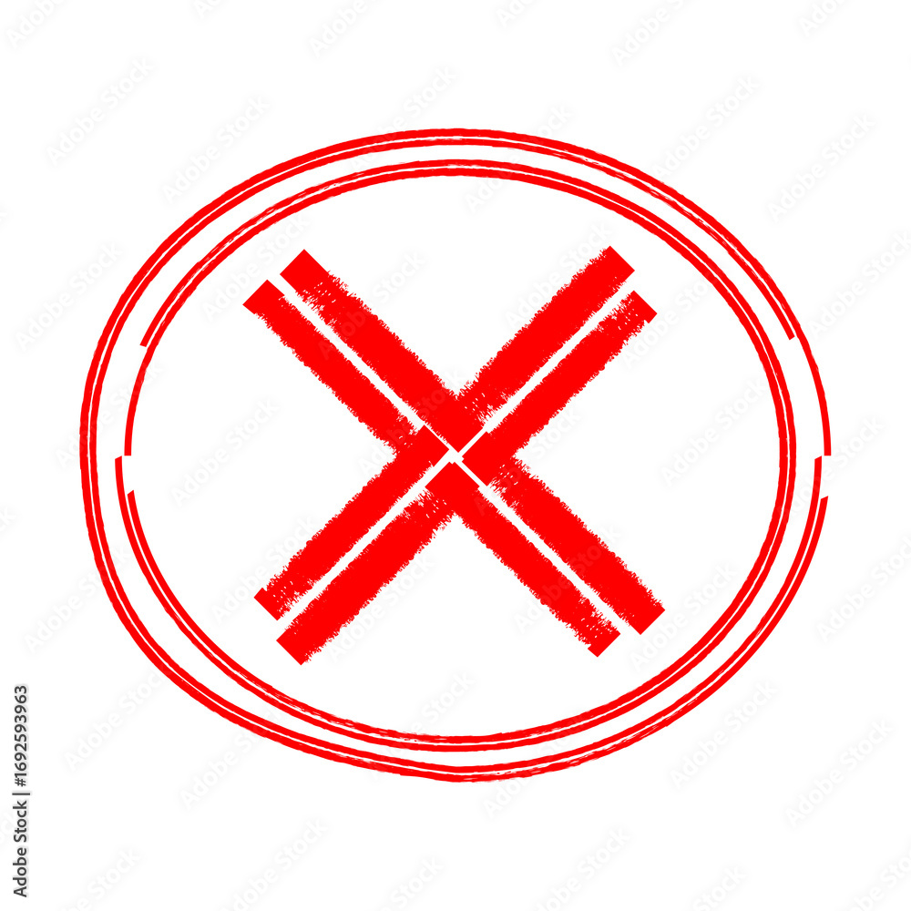 Obraz premium Hand-Drawn Red X Mark in Circle - Sketchy Doodle Error & Cancel Icon PNG