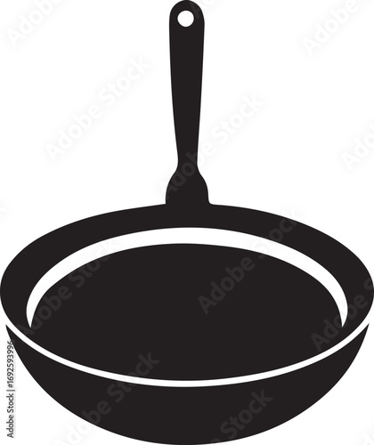 Frying Pan Silhouette Vector — Cookware Icon, Kitchen Utensil Clipart