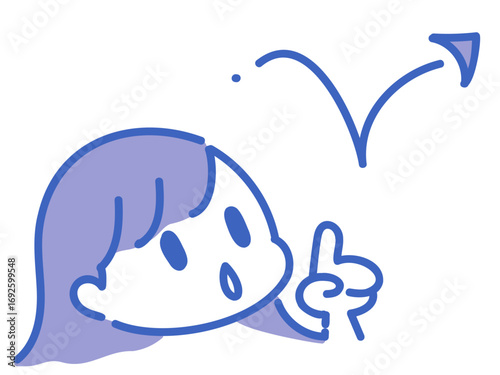 青髪の女性キャラクター 説明や案内のイラスト