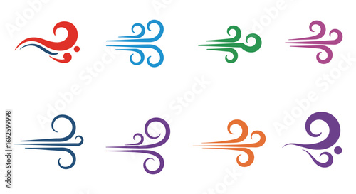 colorful wind symbols swirling in various directions