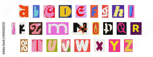 Creative Y2K retro cut-out alphabet from newspapers and magazines