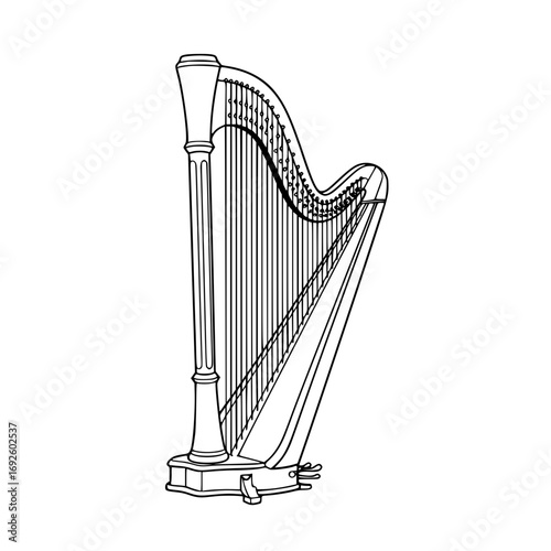 Harp Musical Instrument Outline Illustration