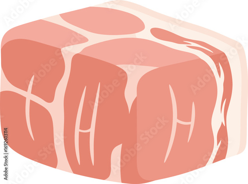 Raw Pork Meat Block Vector Illustration