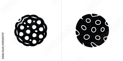Abstract Moldball Shape, Monochrome Organic Blob with Circle Elements on White