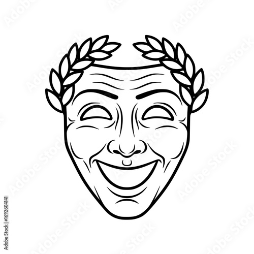 Mask Comedy Theatre Outline Illustration