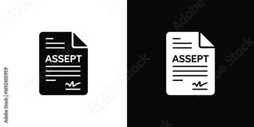 Accepted with Paper Sheet, Signature, and Text on White and Black