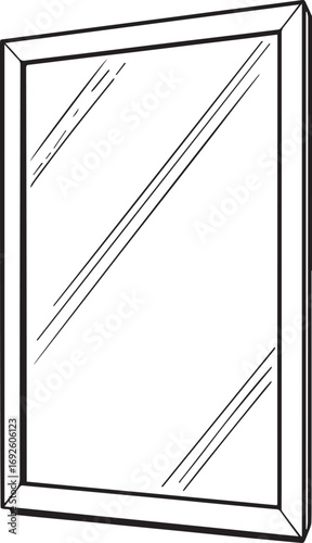 Vector illustration of a modern wall-mounted bathroom basin mirror, ideal for sanitary ware designs, plumbing fixtures, home interior projects, and bathroom renovation visuals.