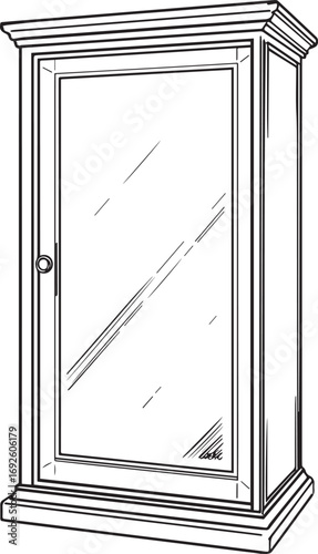 Vector illustration of a modern wall-mounted bathroom basin mirror, ideal for sanitary ware designs, plumbing fixtures, home interior projects, and bathroom renovation visuals.