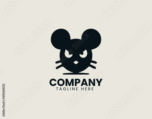 Bold vector logo of a strong aggressive rat or bear mascot with angry eyes. Sports and Team concept