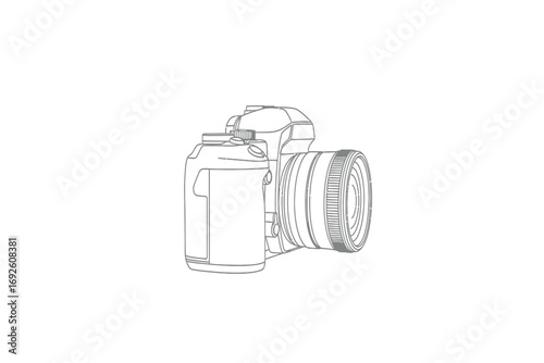 Line art illustration of a table laden with various dishes and serving utensils