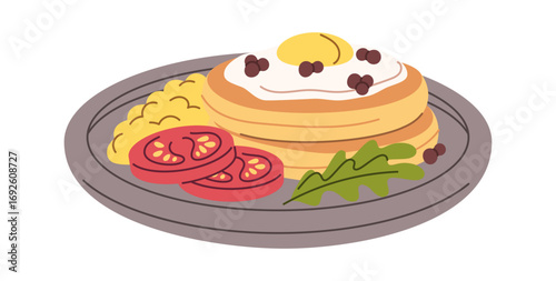 Breakfast pancakes served with garnish