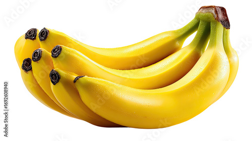 Golden Banana Bunch: A close-up shot of a vibrant bunch of ripe bananas, their sunny yellow skins glistening, ready to be enjoyed.