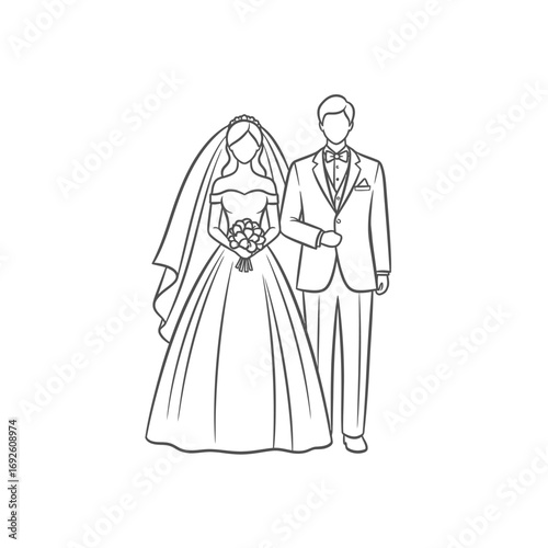 Minimalist line art drawing of a woman's face with flowing hair on a white background