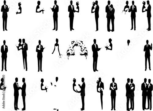Vector, big set of wedding silhouettes

