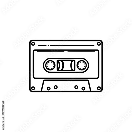 Cassette Tape Vintage Outline Illustration