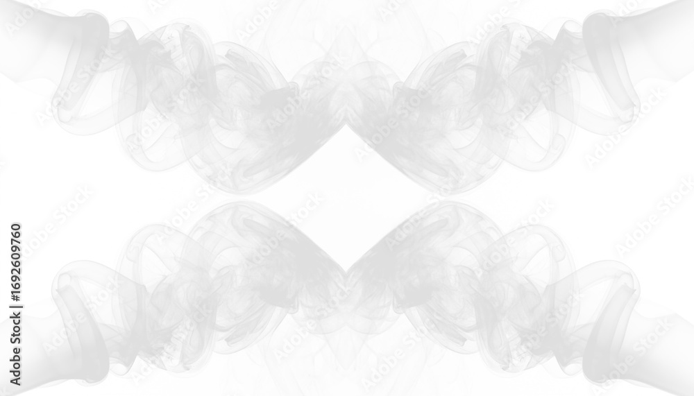 Obraz premium PNG of white smoke creating mirrored spiral accents on sides, symmetrical vapor swirl, airy haze design, abstract smoky element for decorative overlay and graphic use