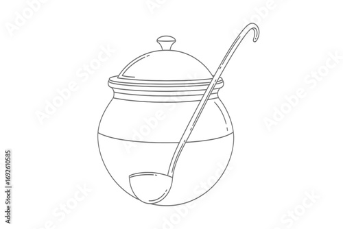 Line art illustration of various glass bottles and glasses with liquid contents
