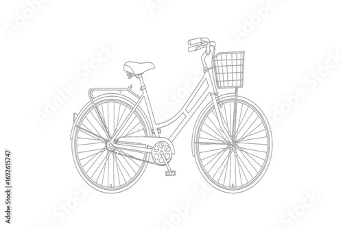 Illustration of a seated cat with sleek fur and a curled tail in a simple line drawing