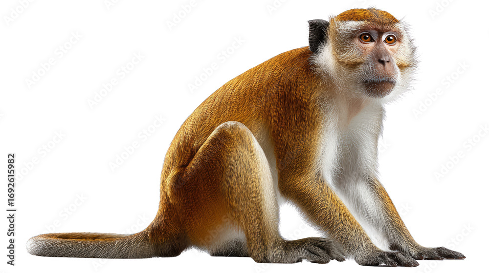Fototapeta Monkey's Calm Stance: An adult monkey rests peacefully, showcasing the essence of naturalism and serenity, observing the moment of calm