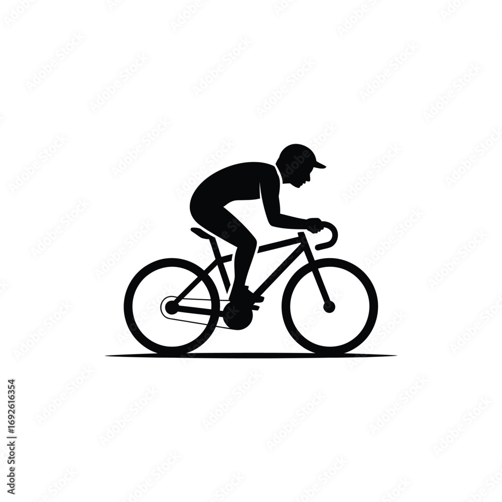 Obraz premium Cyclist Silhouette, Man Riding Bike, Transparent Background, Sport, Fitness, Exercise