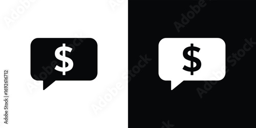 Dollar Sign Inside Speech Bubble, Monetary Exchange Vector, Currency Icon in Flat Style