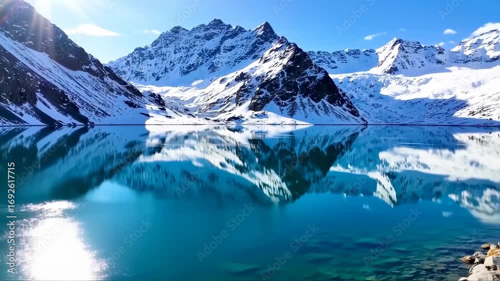 custom made wallpaper toronto digitalSnow Capped Mountain Range Reflecting in the Turquoise Waters Lake Scenery