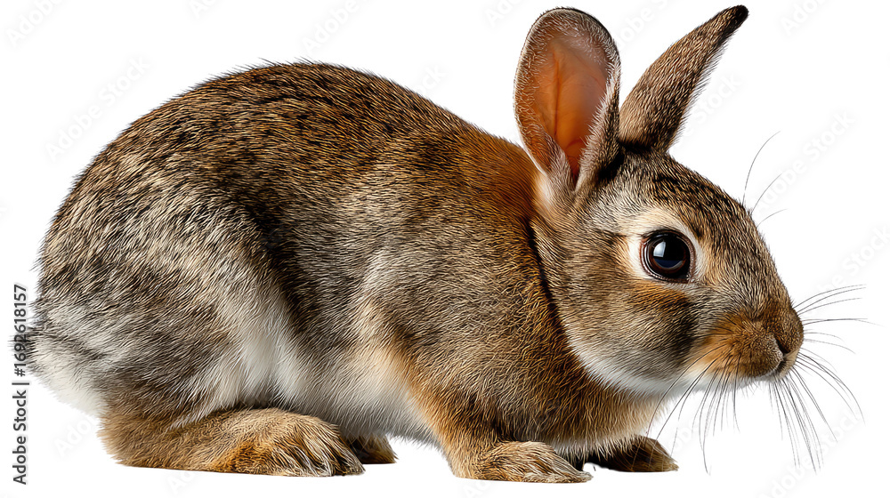 Obraz premium Cottontail Bunny: A portrait of a charming Cottontail bunny, showcasing its soft fur, curious eyes, and alert posture.