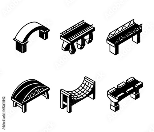 bridge structures isometric icons
